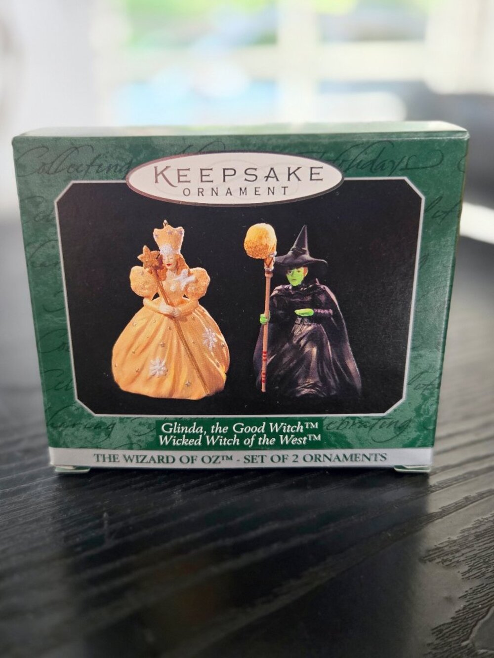 Vintage 1997 Hallmark Keepsake Wizard of Oz Glinda and Wicked Witch ornaments